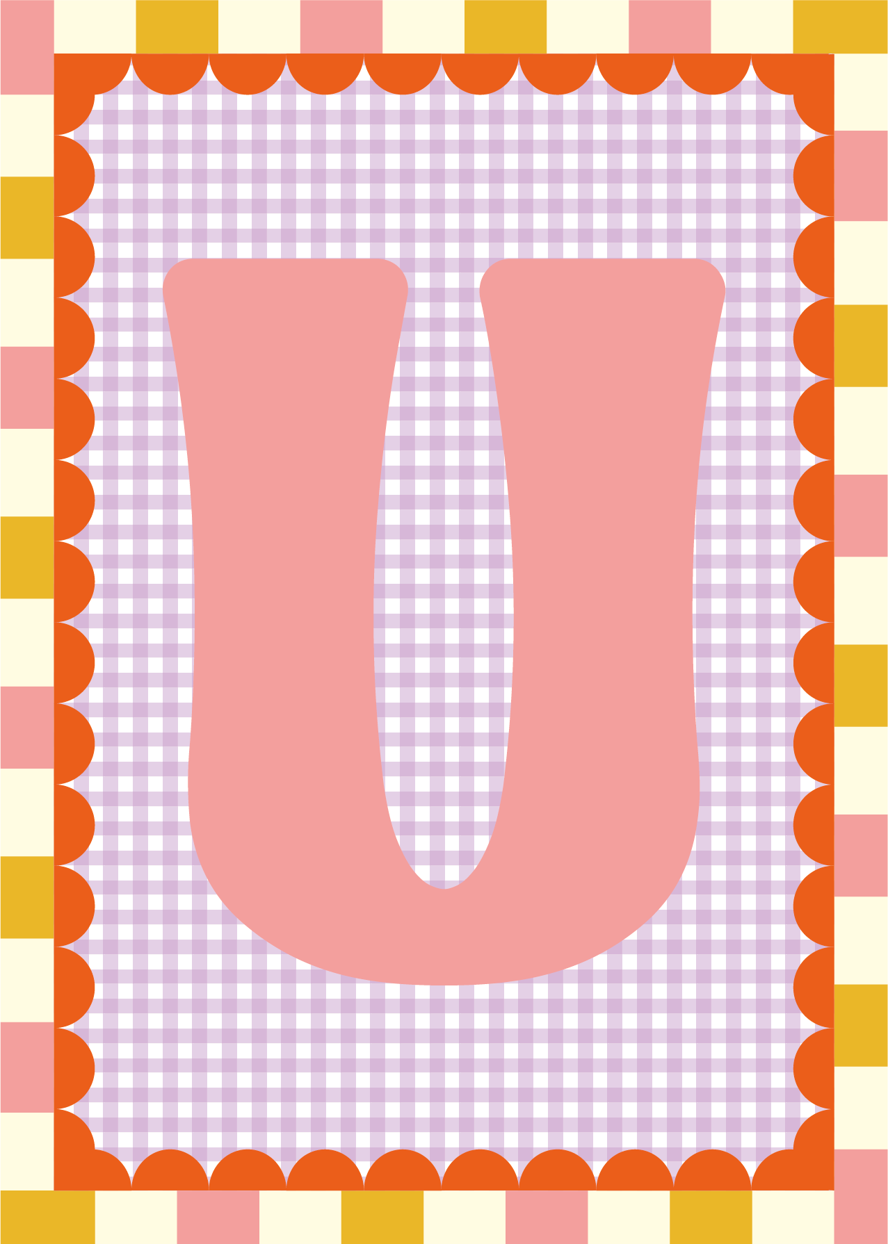 Letterposter Gingham lila