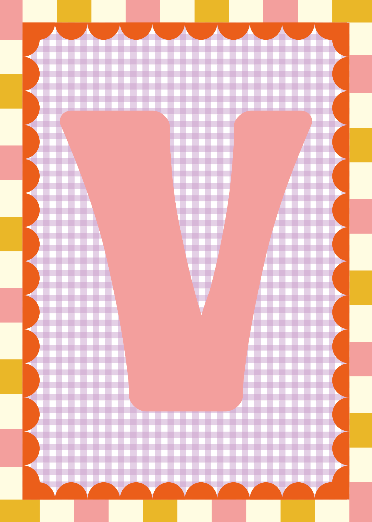 Letterposter Gingham lila