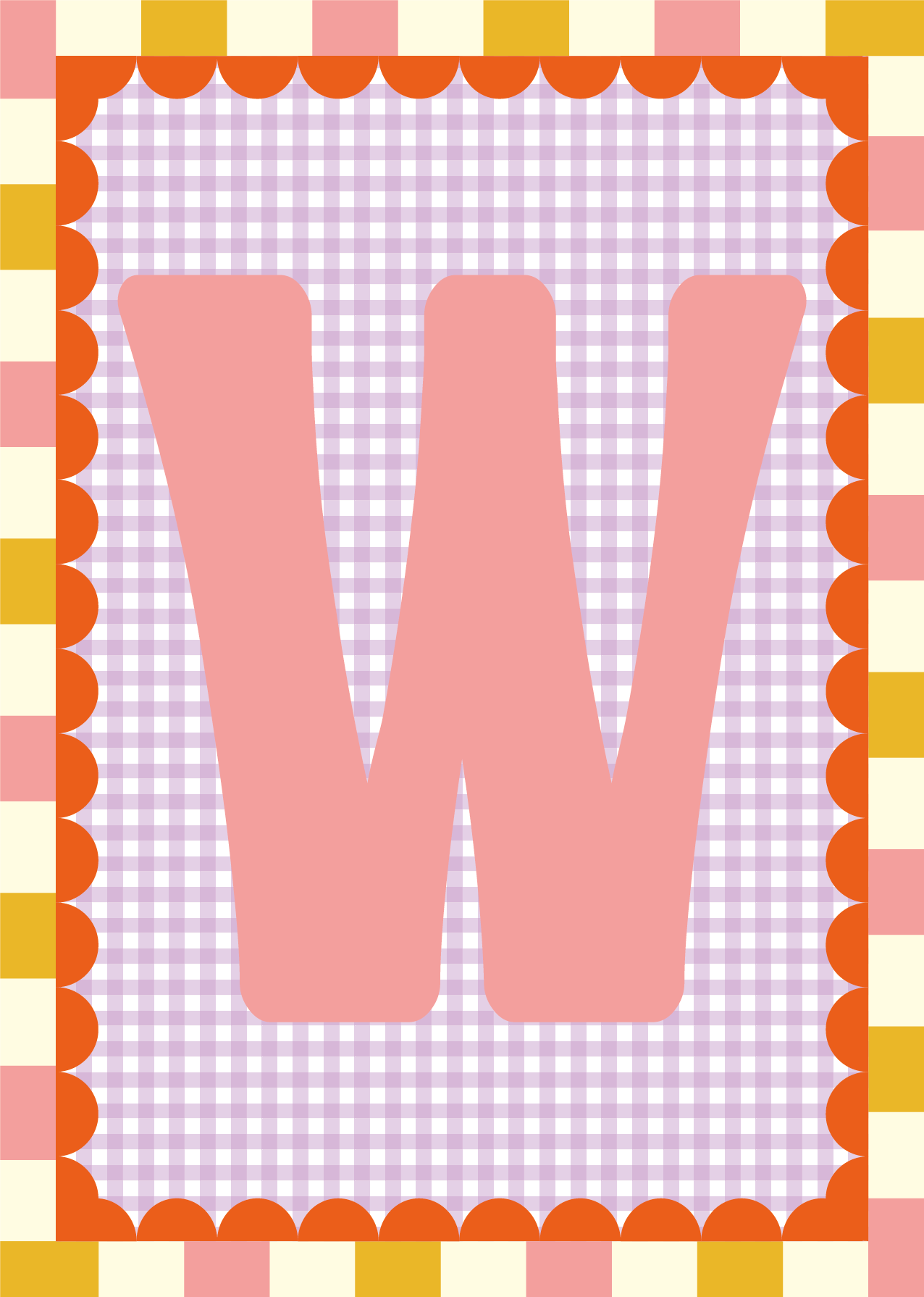 Letterposter Gingham lila