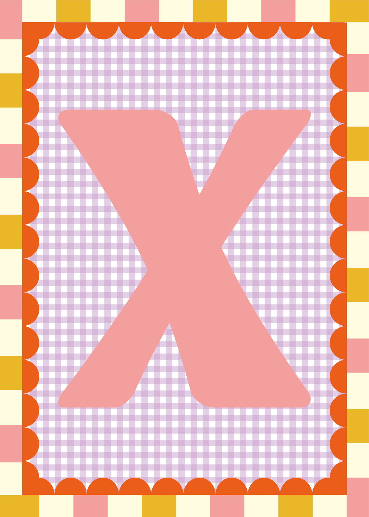 Letterposter Gingham lila