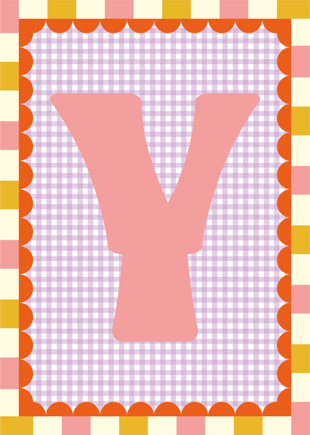 Letterposter Gingham lila