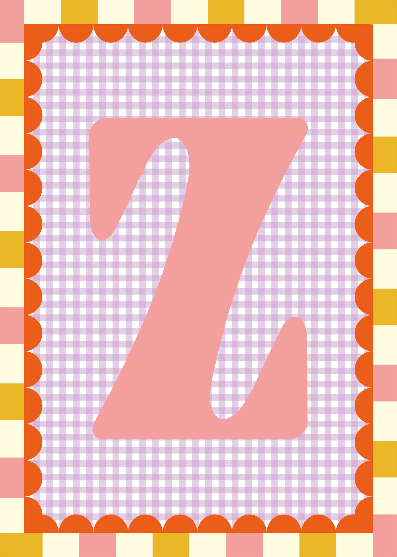 Letterposter Gingham lila