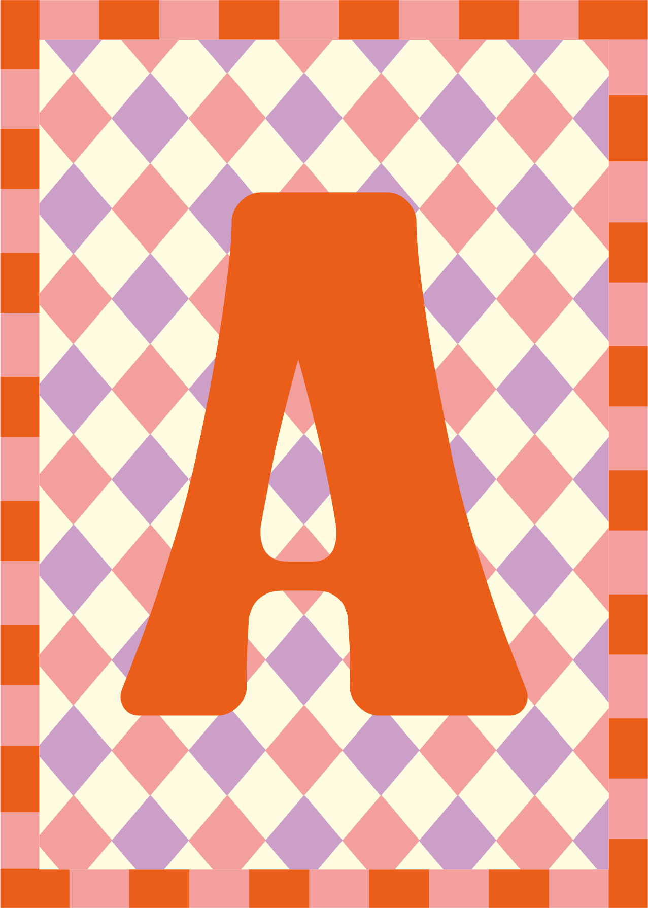 Letterposter Lila roze ruit