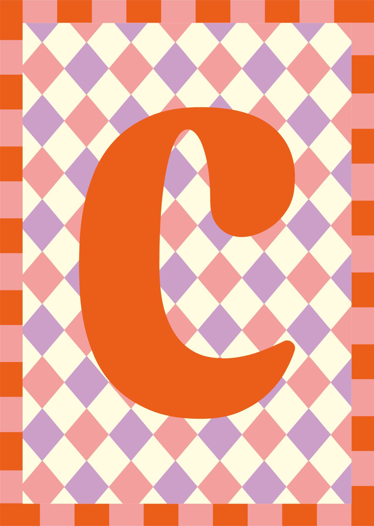 Letterposter Lila roze ruit