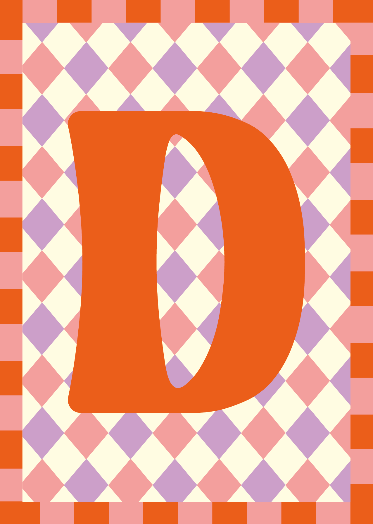 Letterposter Lila roze ruit