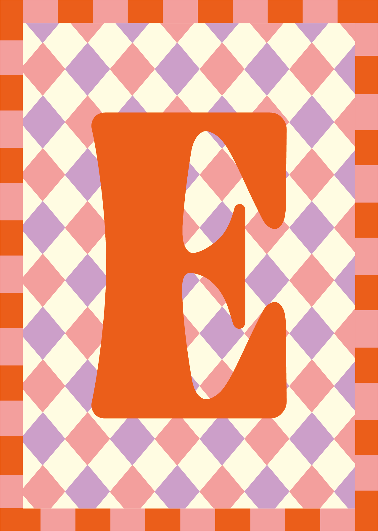 Letterposter Lila roze ruit