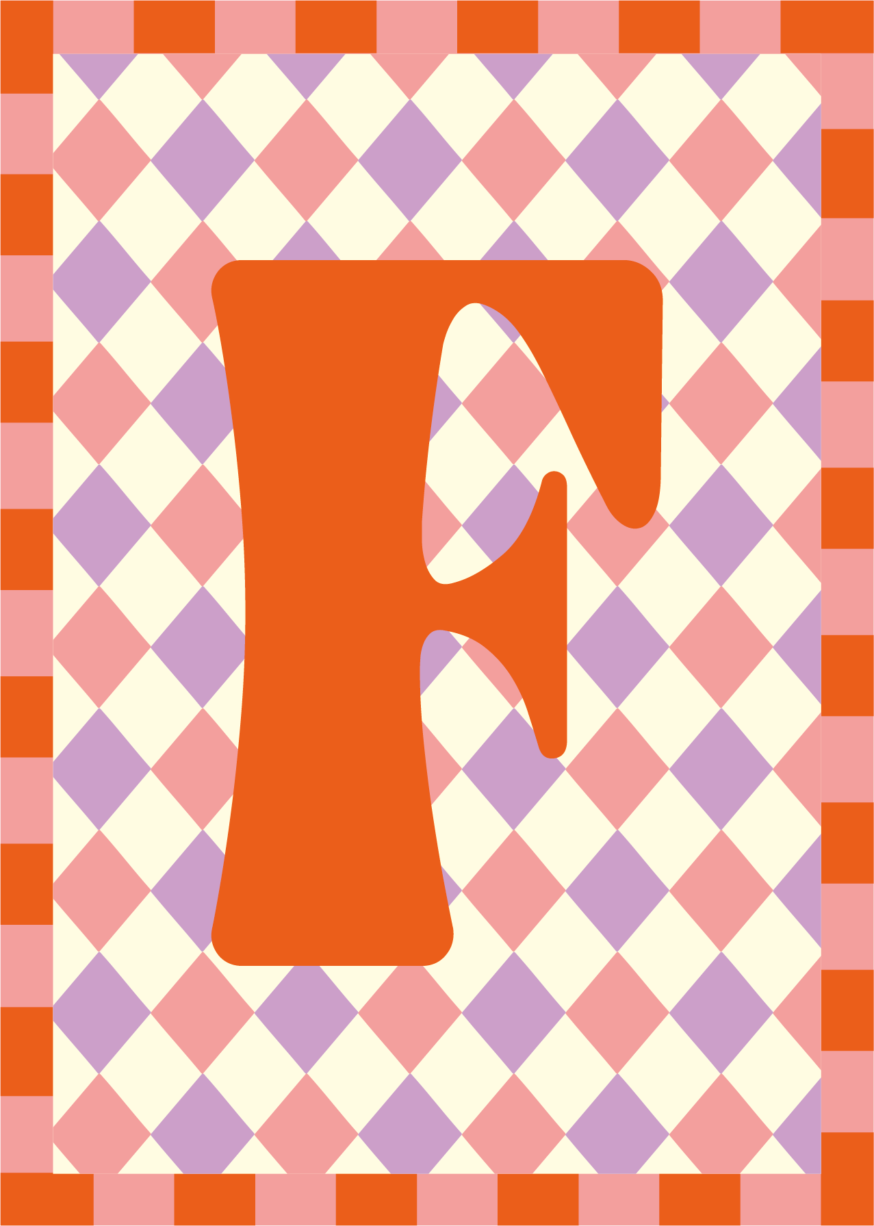 Letterposter Lila roze ruit