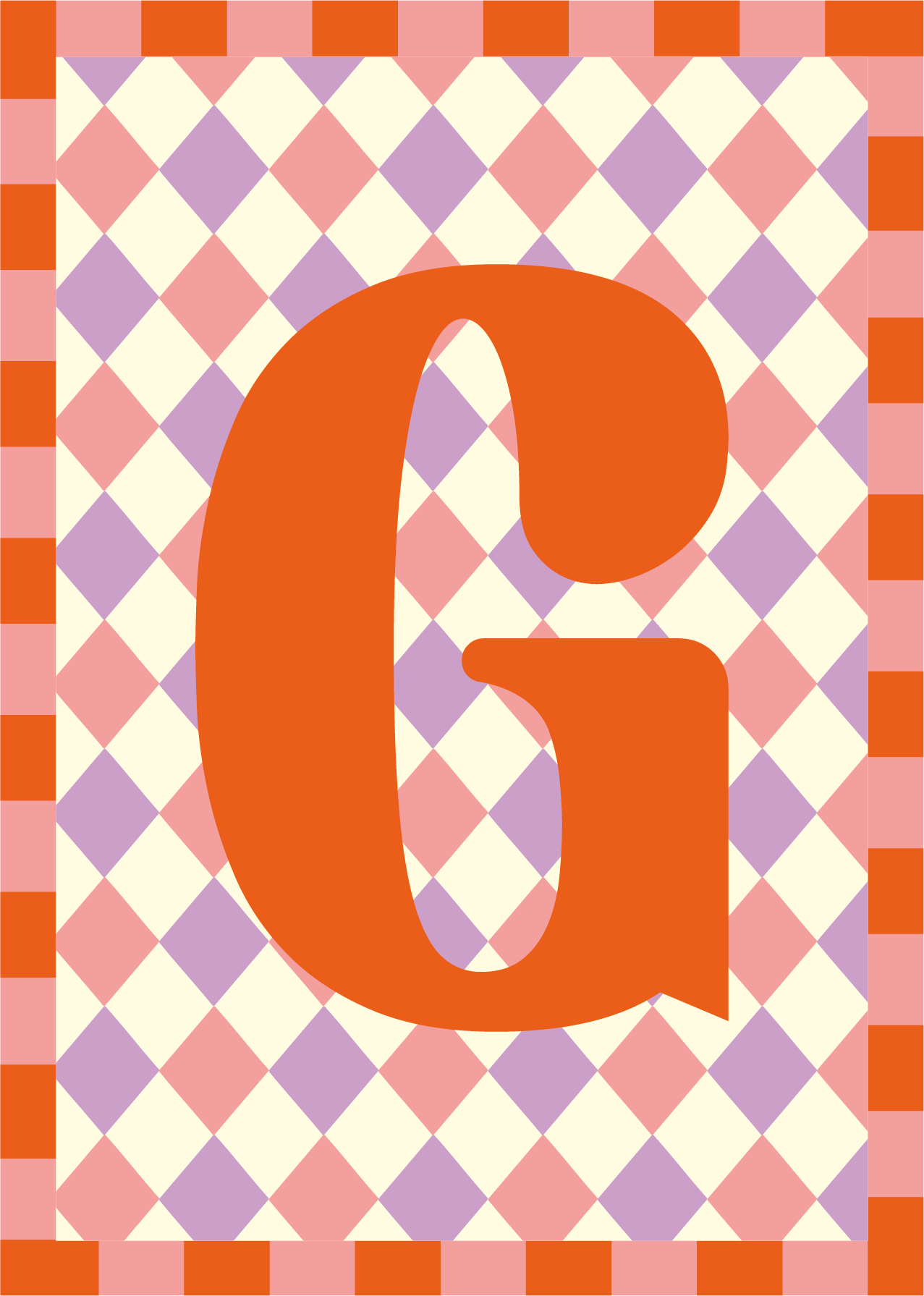 Letterposter Lila roze ruit