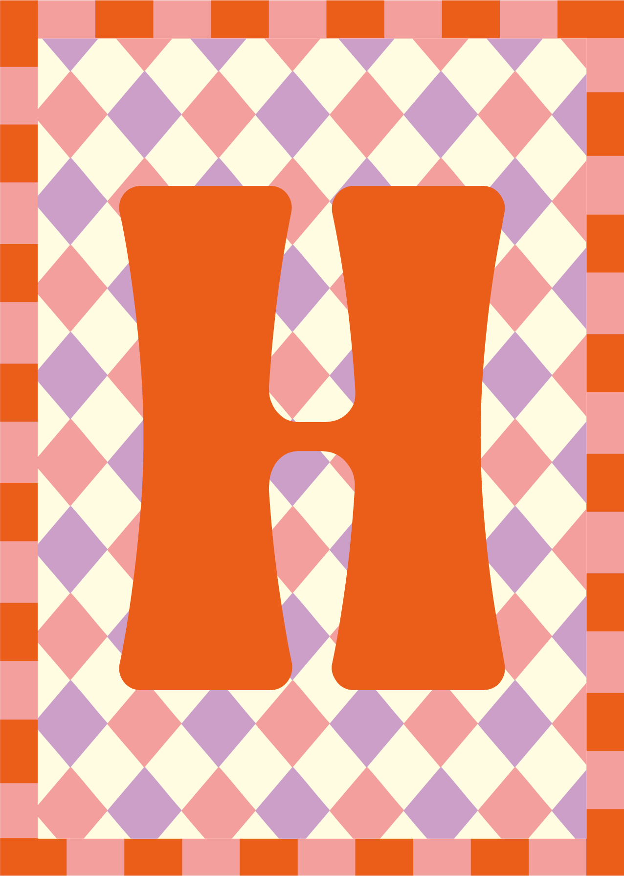 Letterposter Lila roze ruit
