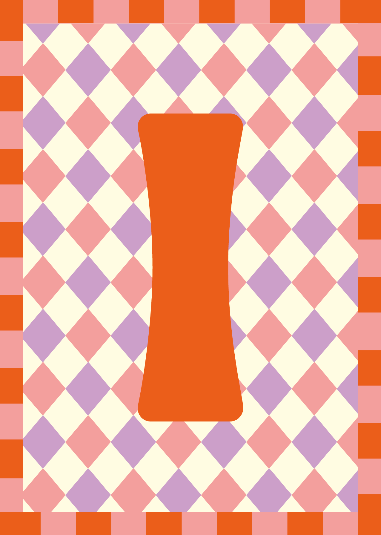 Letterposter Lila roze ruit