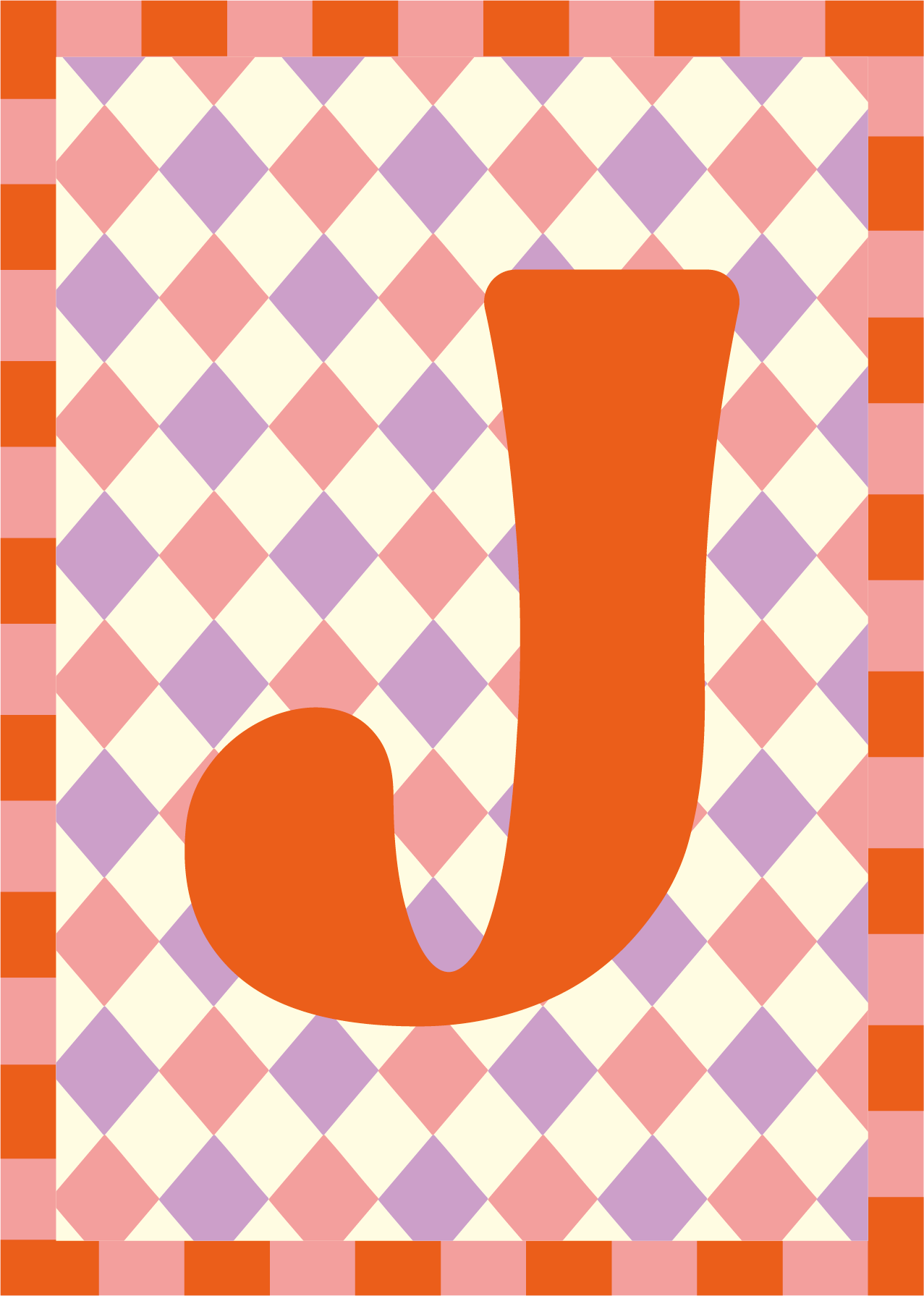 Letterposter Lila roze ruit