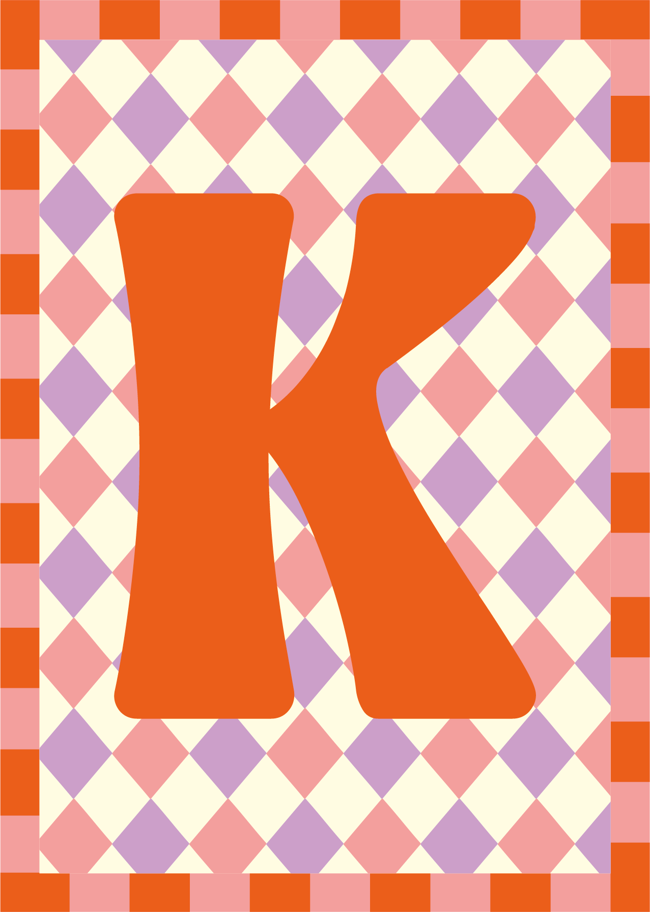 Letterposter Lila roze ruit