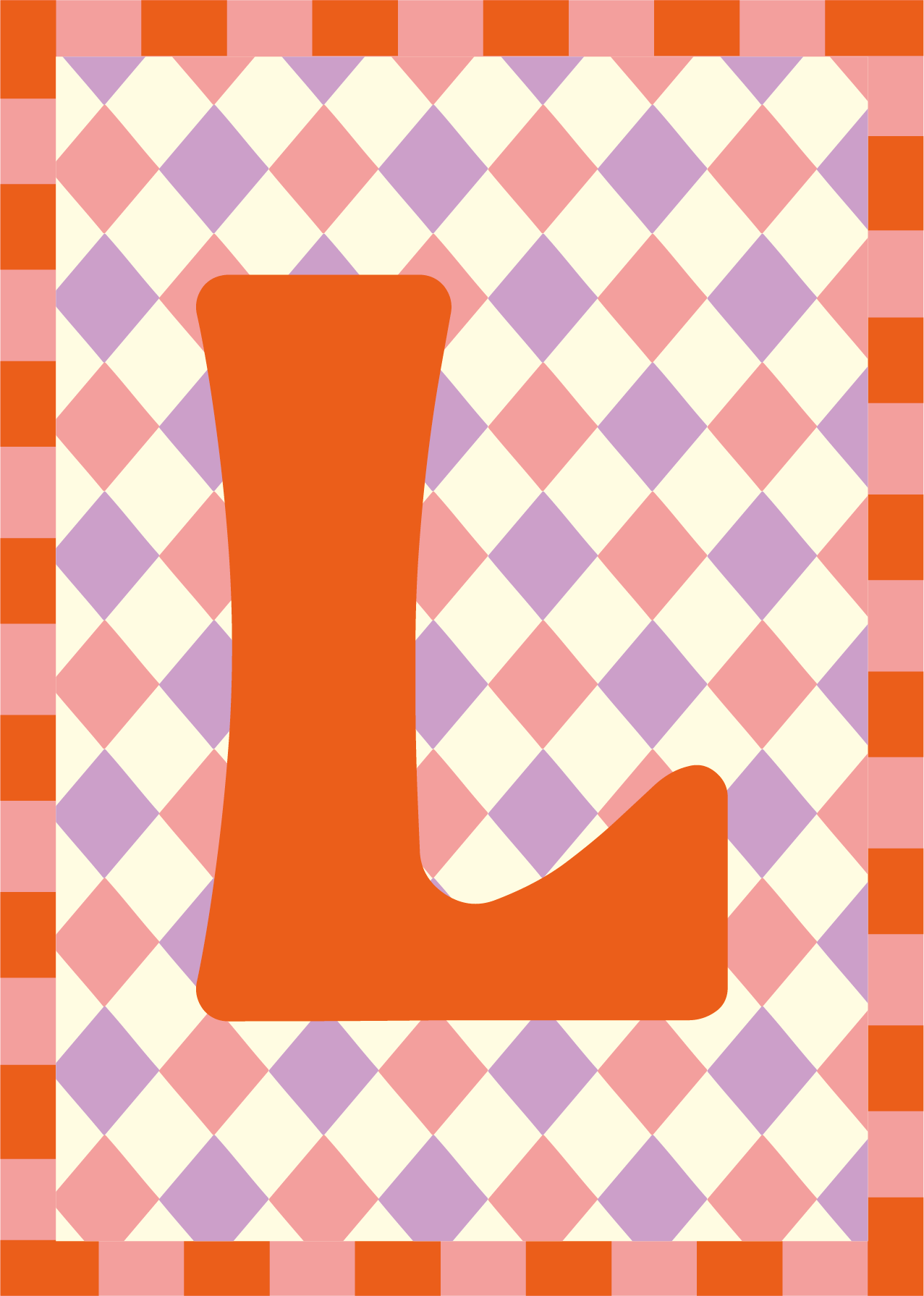 Letterposter Lila roze ruit
