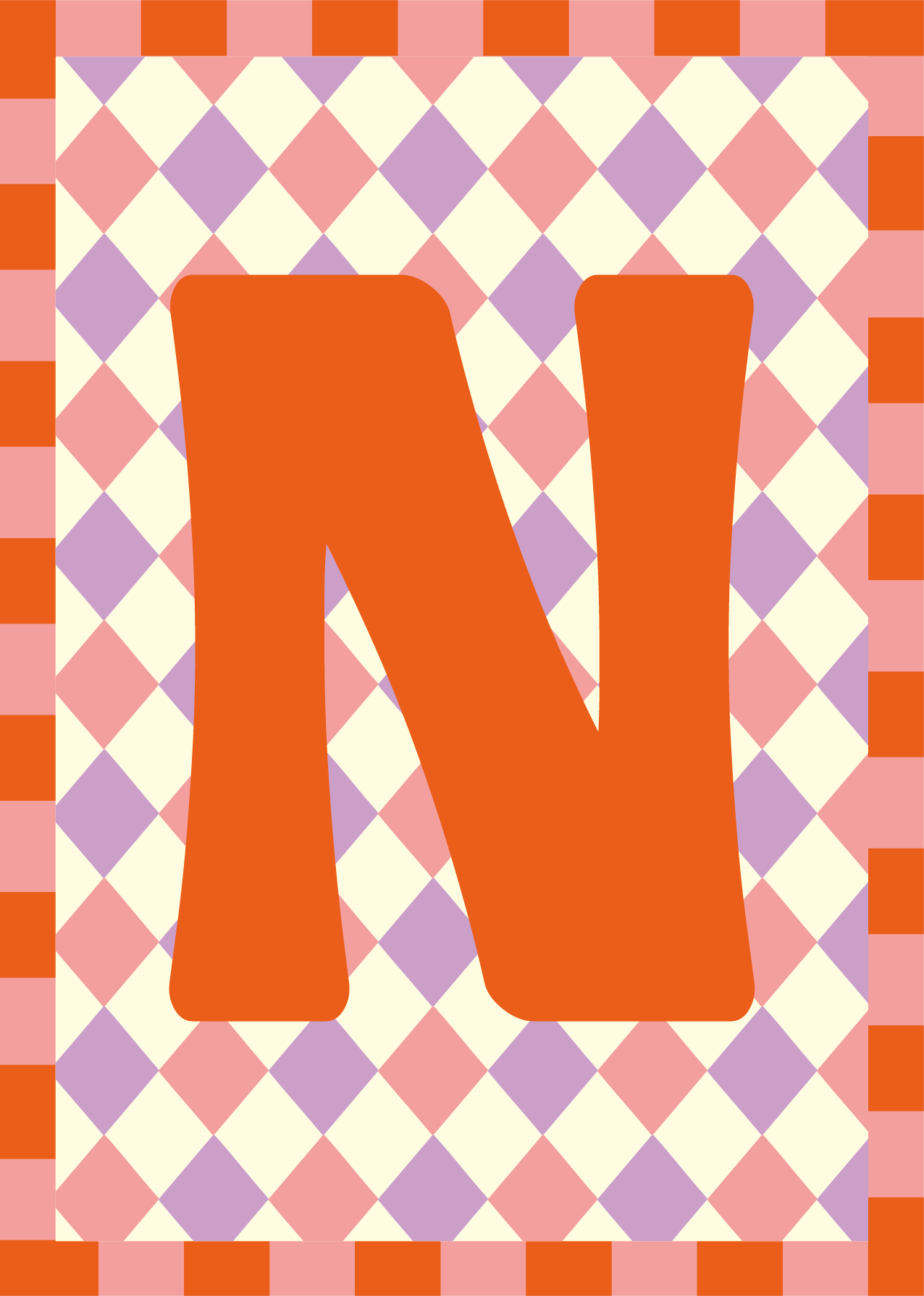 Letterposter Lila roze ruit