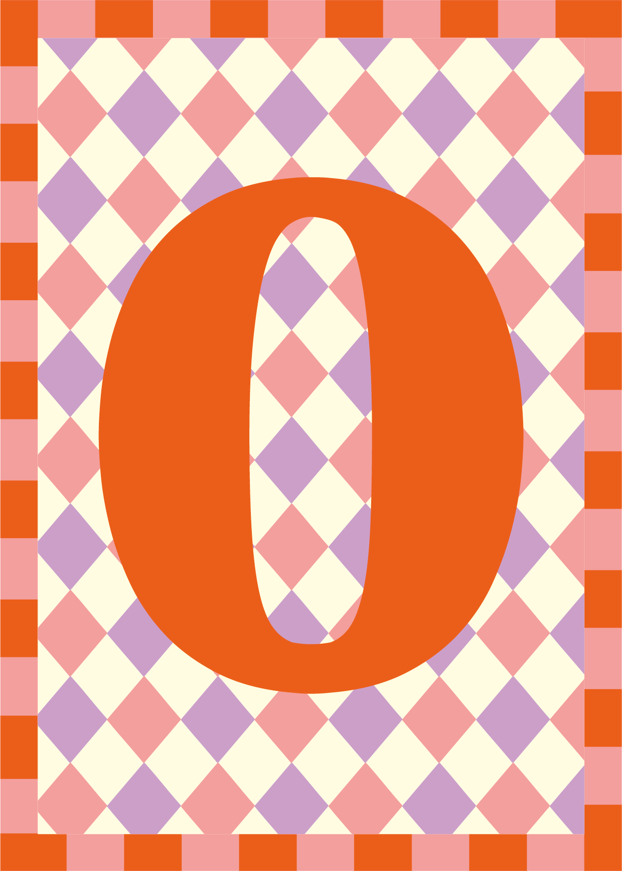 Letterposter Lila roze ruit