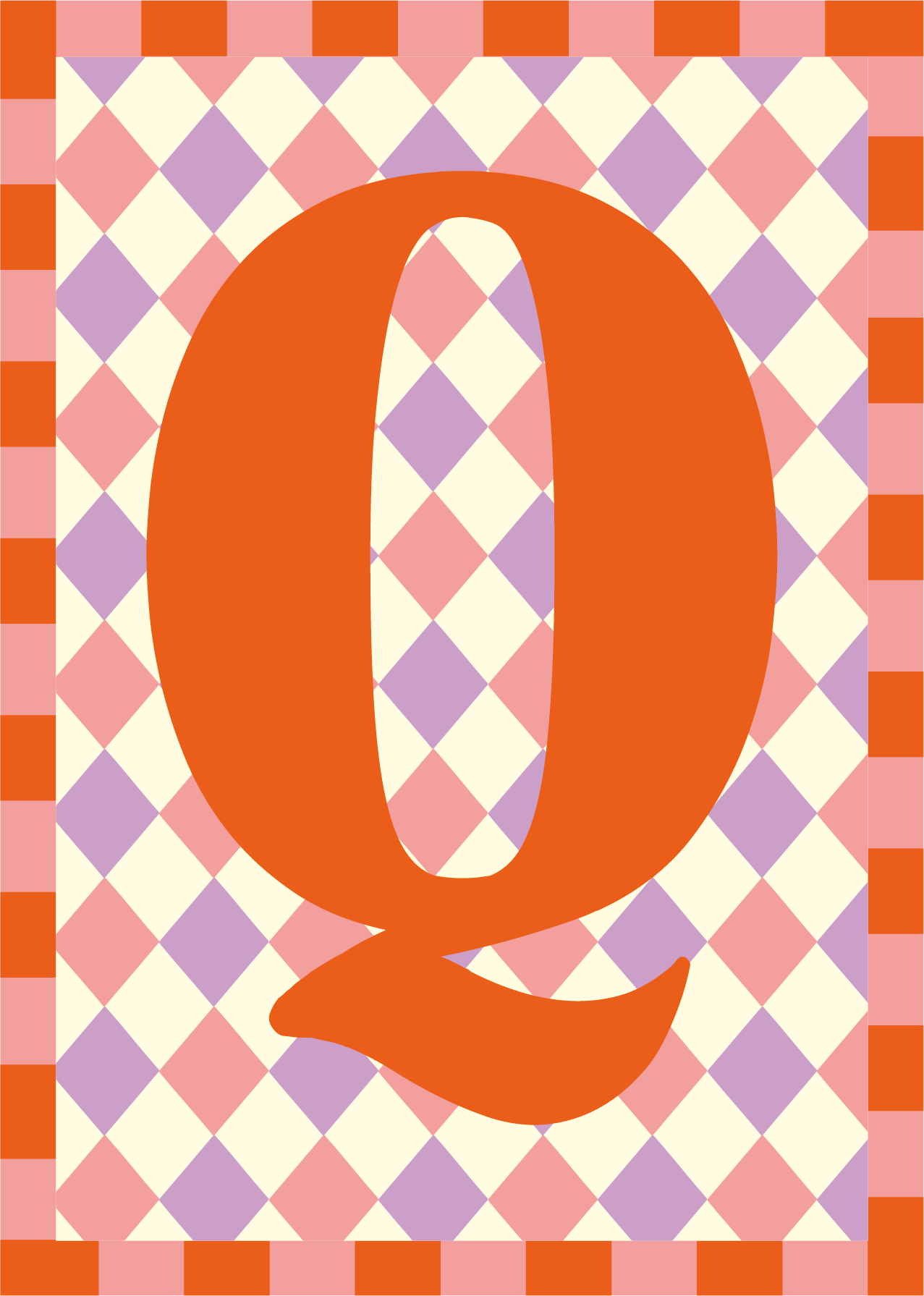 Letterposter Lila roze ruit