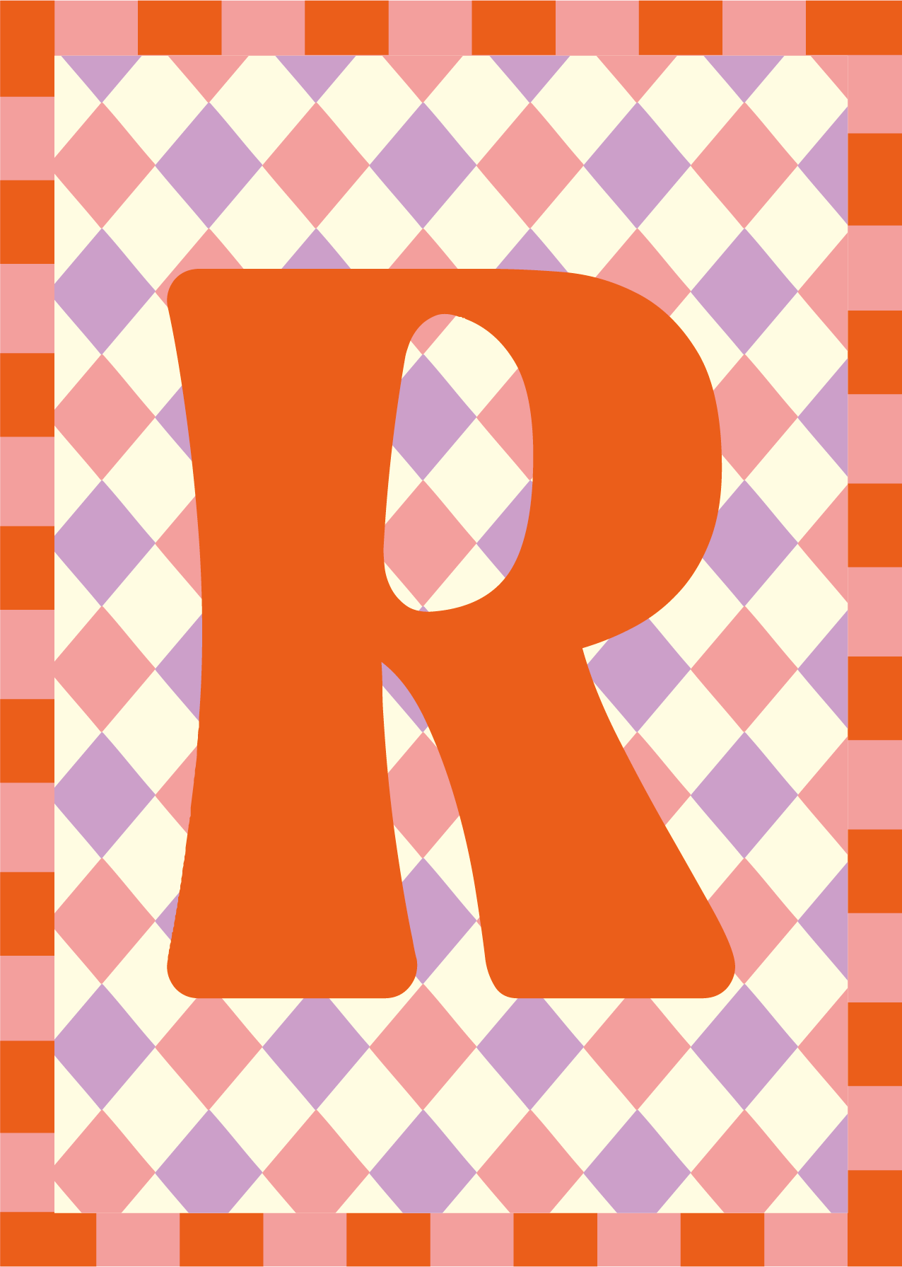 Letterposter Lila roze ruit