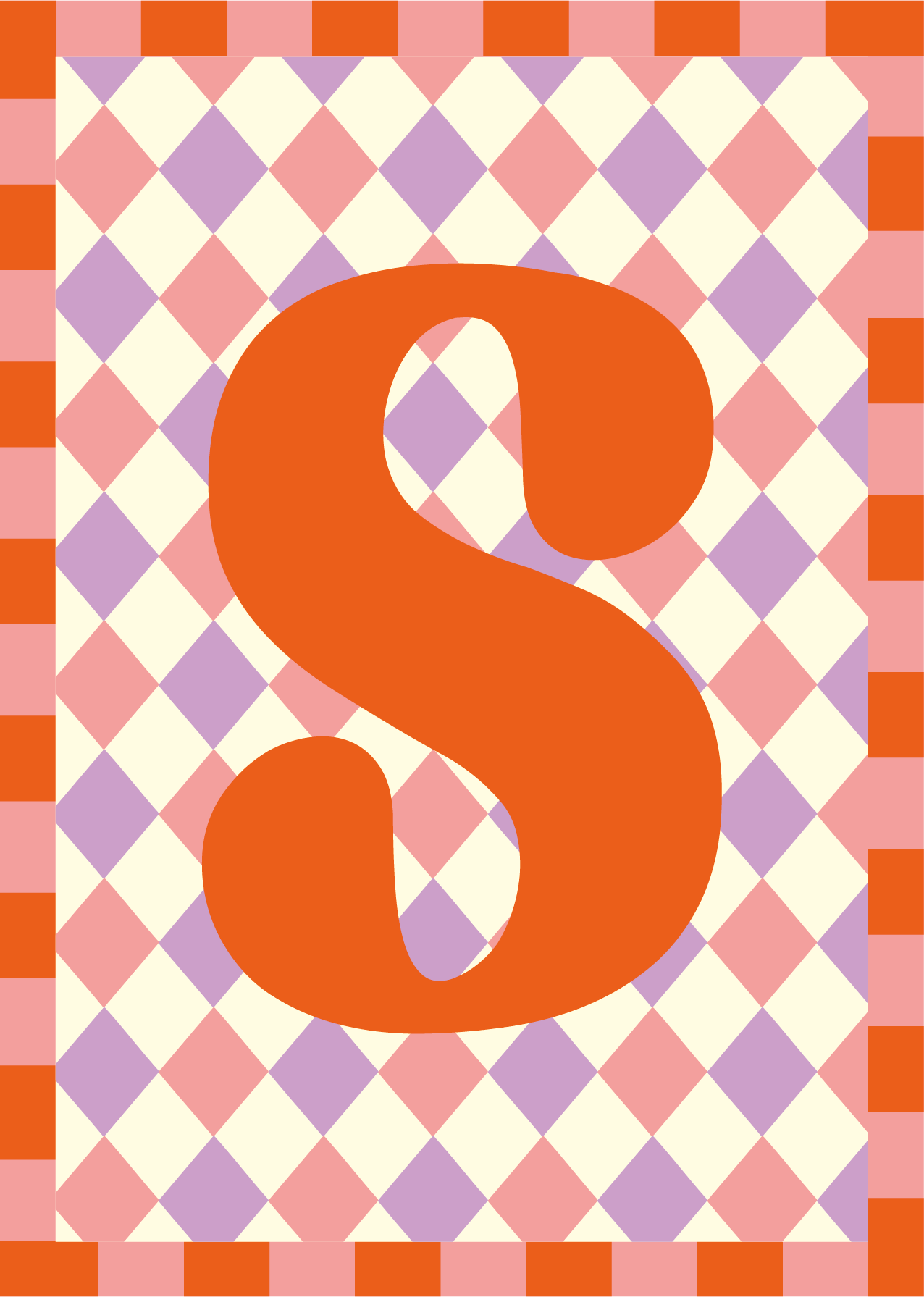Letterposter Lila roze ruit