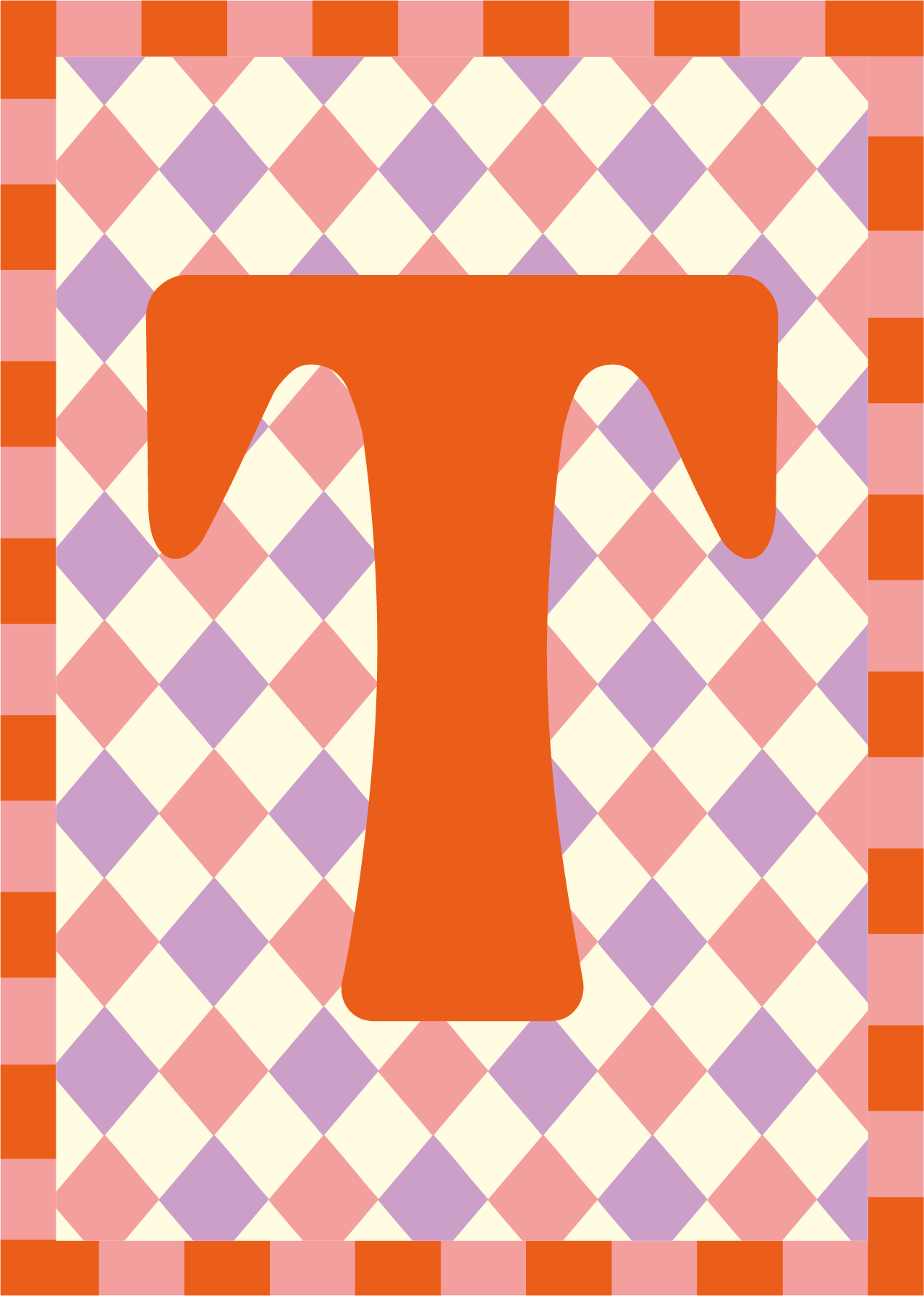 Letterposter Lila roze ruit