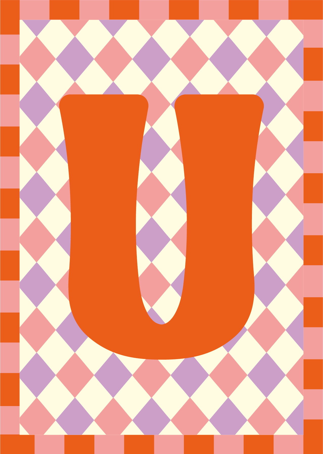 Letterposter Lila roze ruit