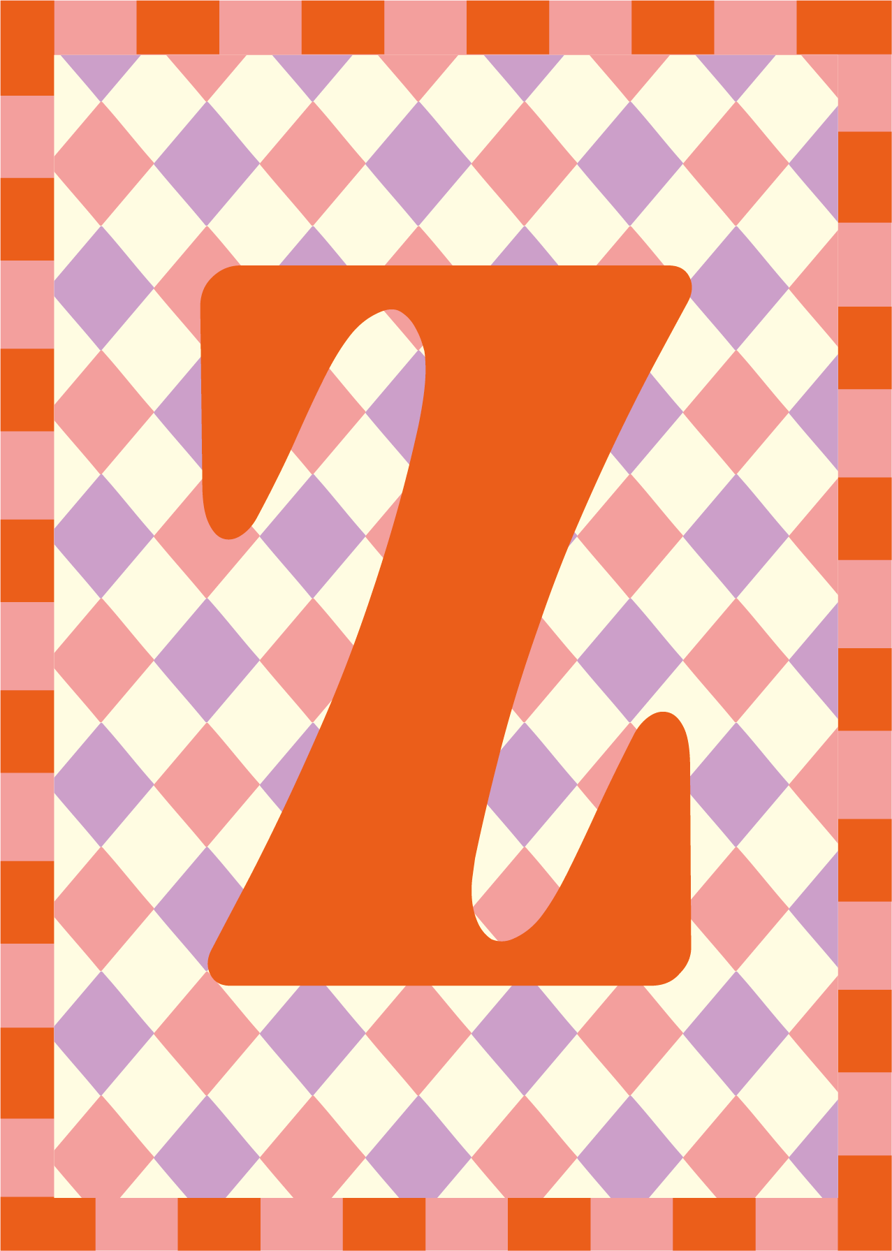 Letterposter Lila roze ruit