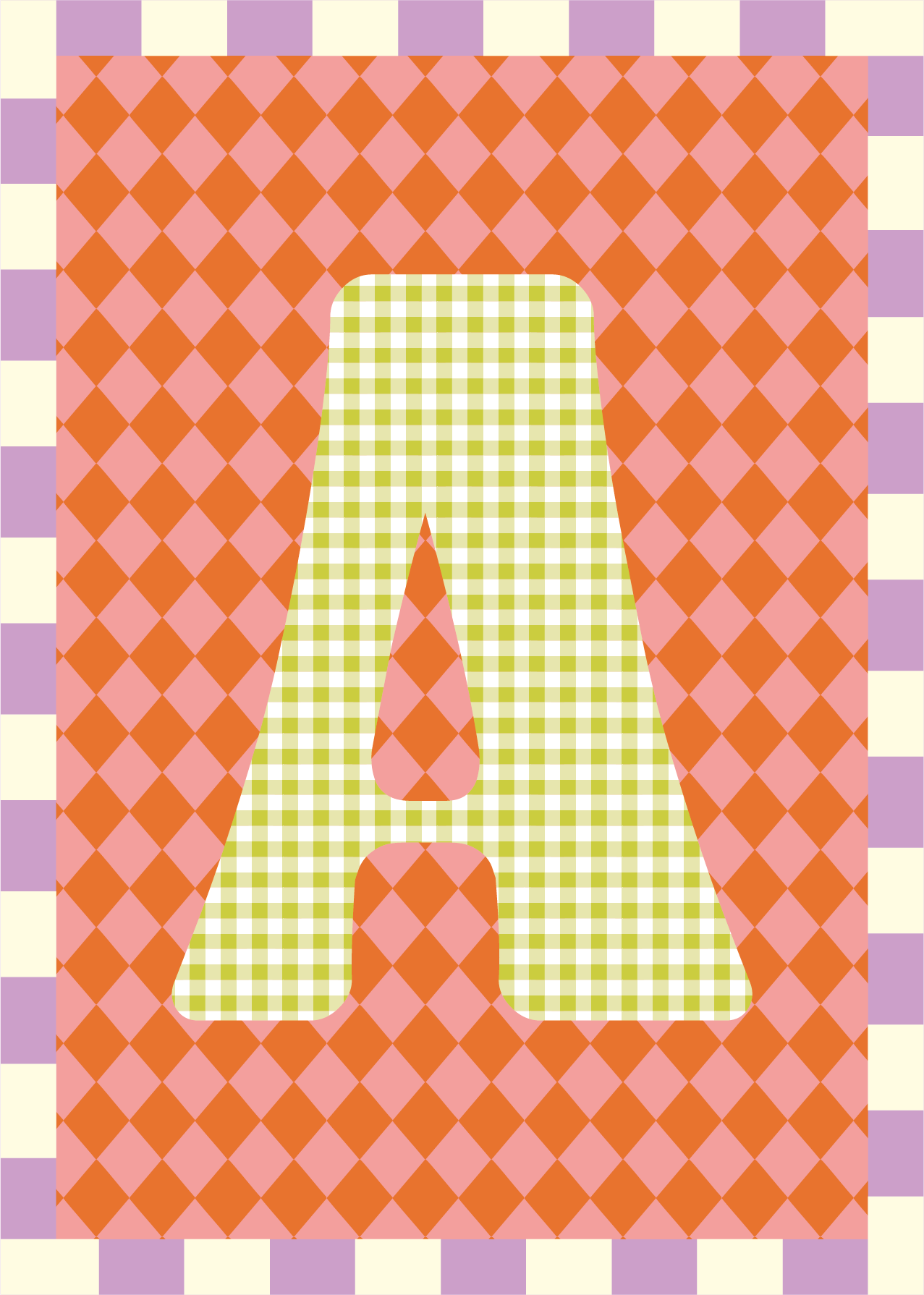 Letterposter Ruit roze oranje