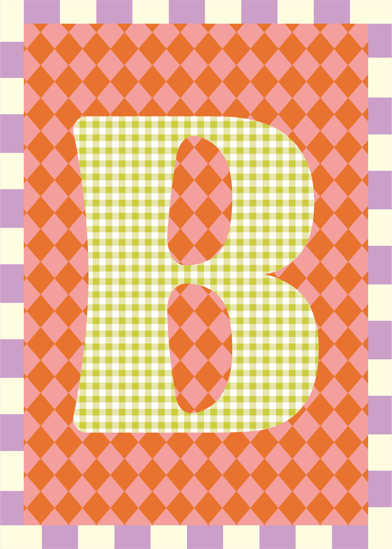 Letterposter Ruit roze oranje