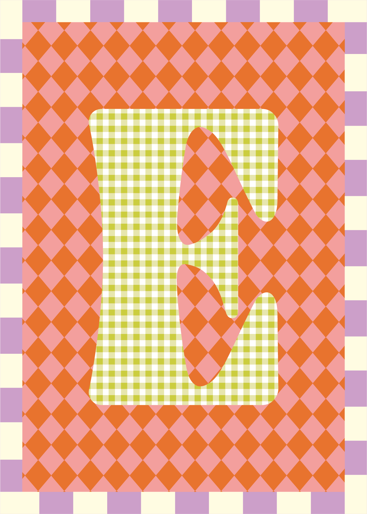 Letterposter Ruit roze oranje