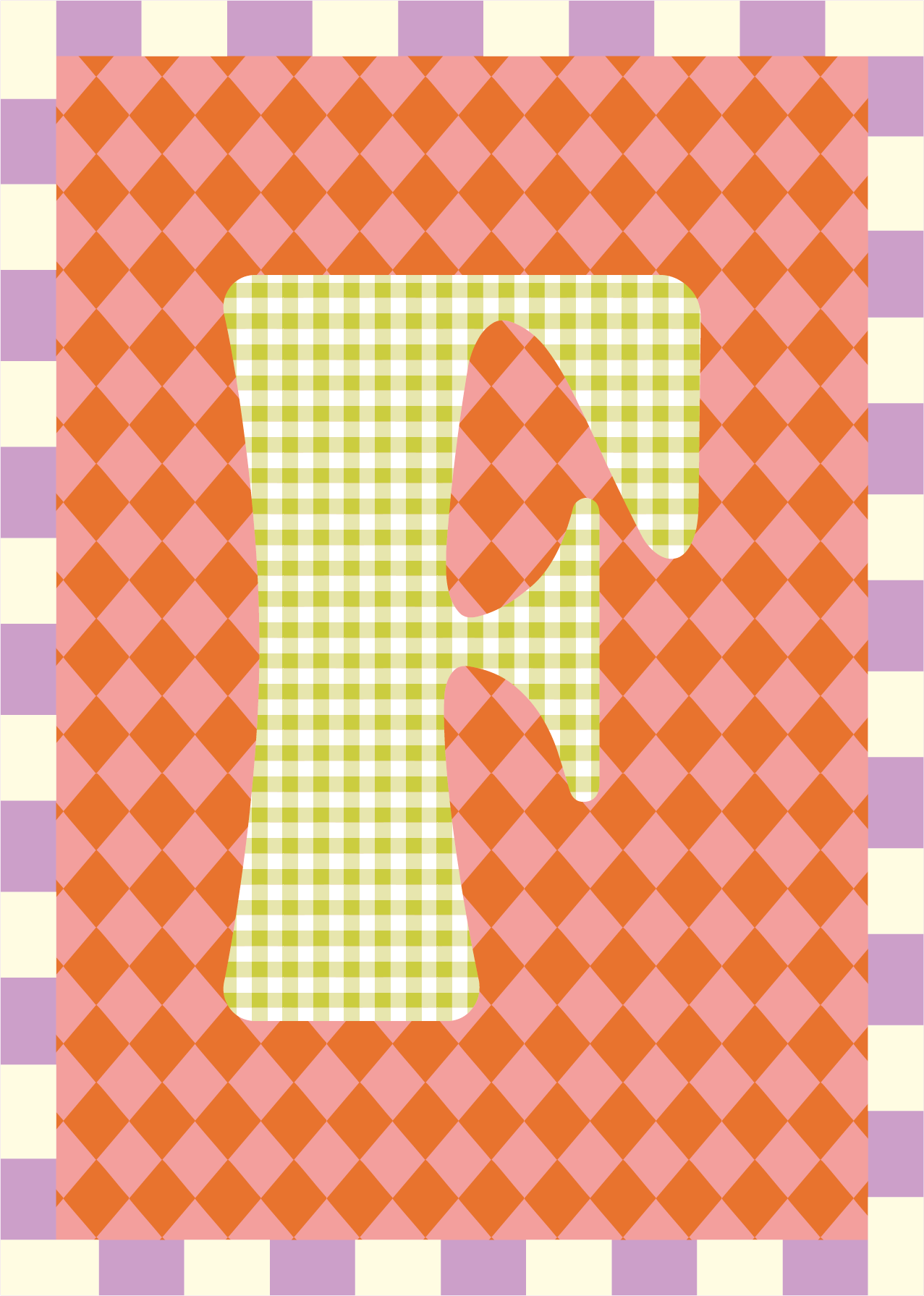 Letterposter Ruit roze oranje