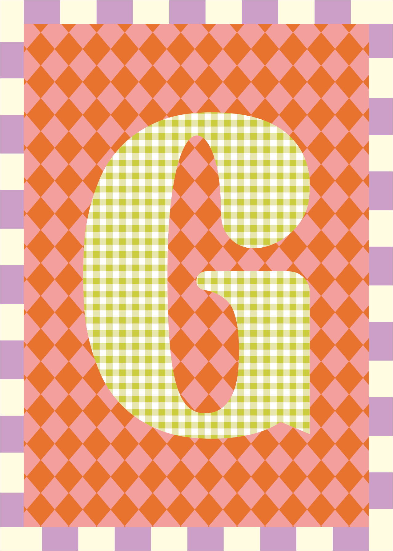Letterposter Ruit roze oranje