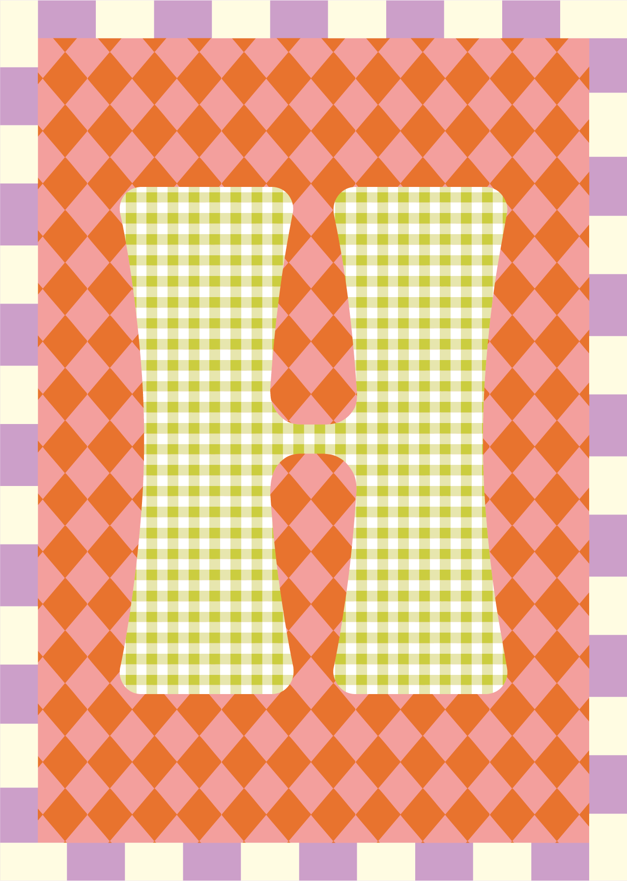 Letterposter Ruit roze oranje
