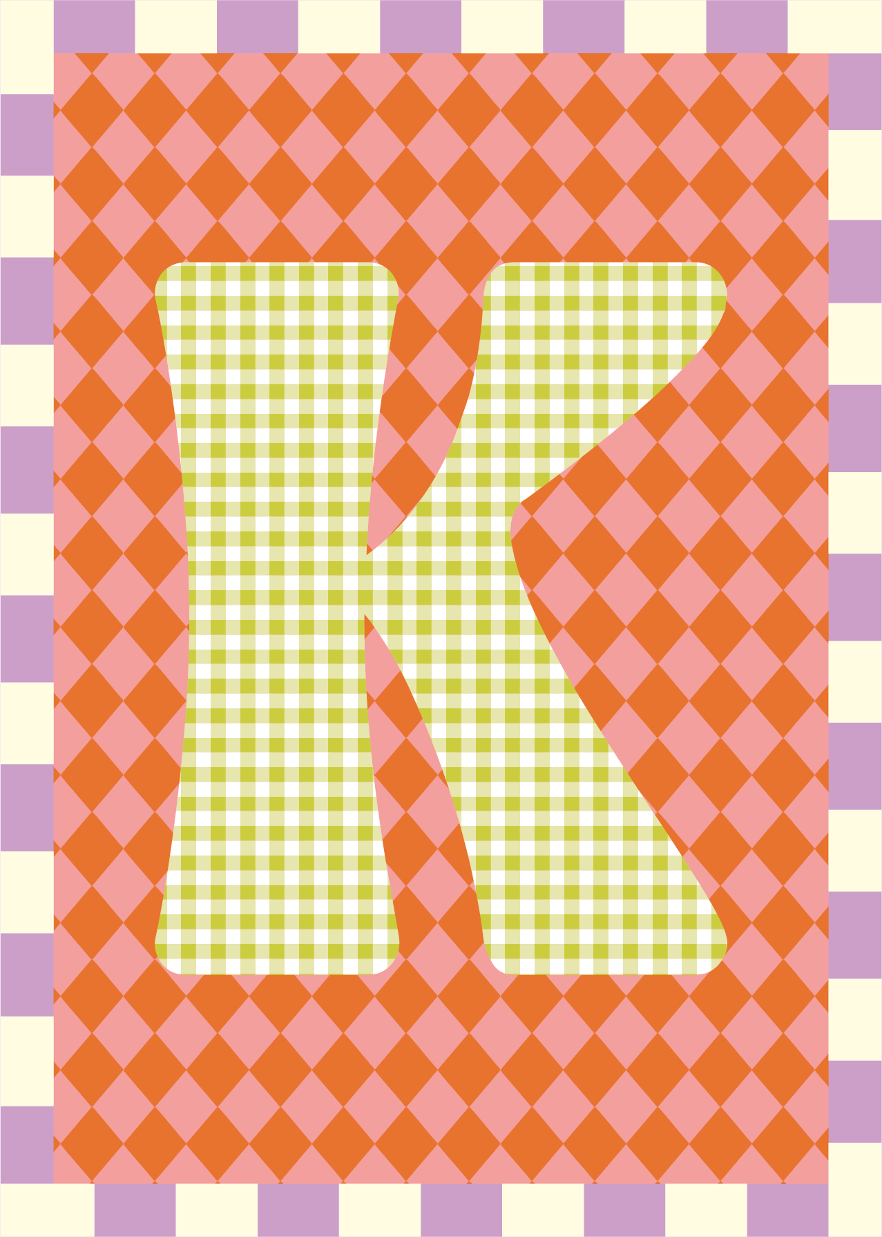 Letterposter Ruit roze oranje
