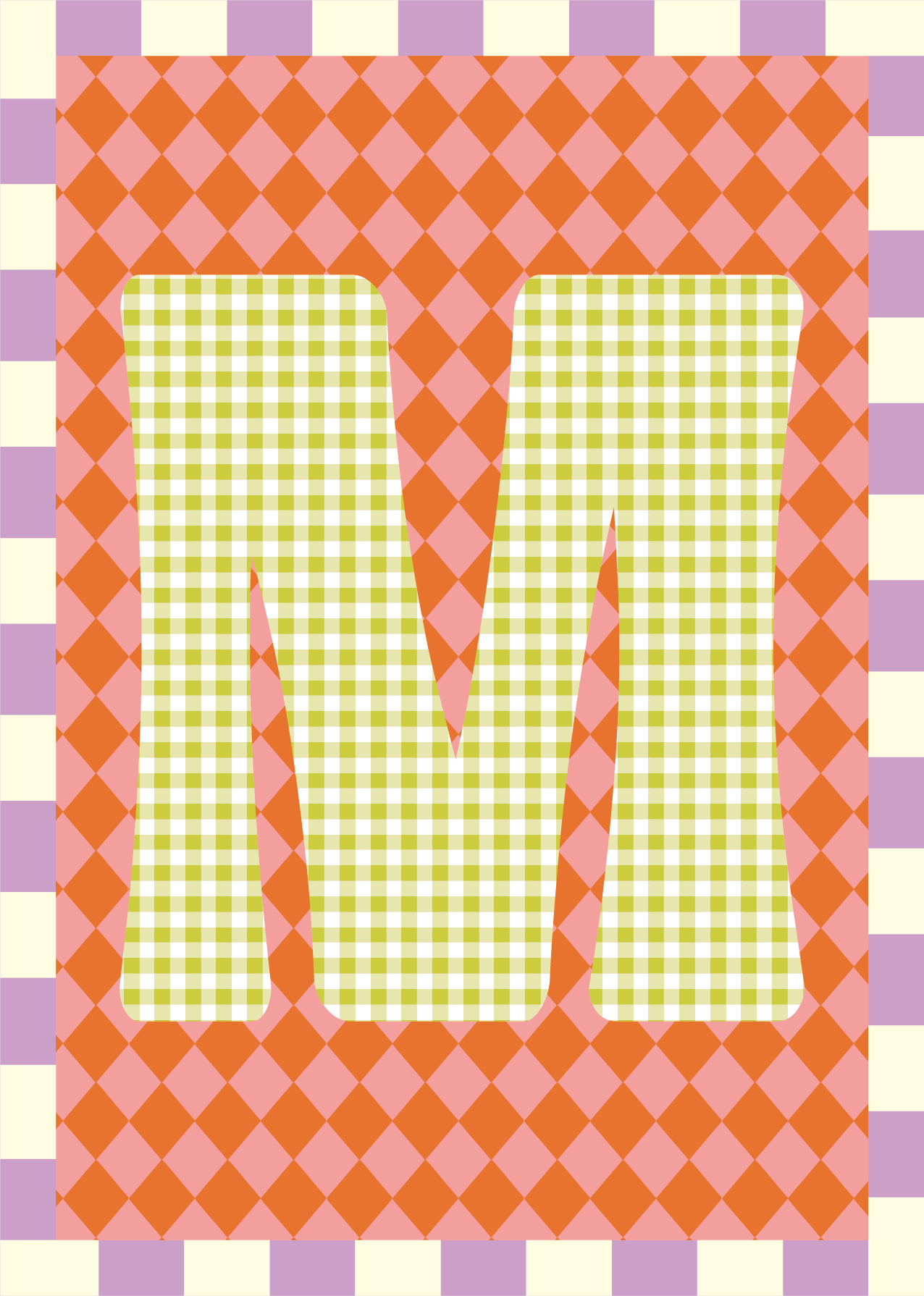 Letterposter Ruit roze oranje