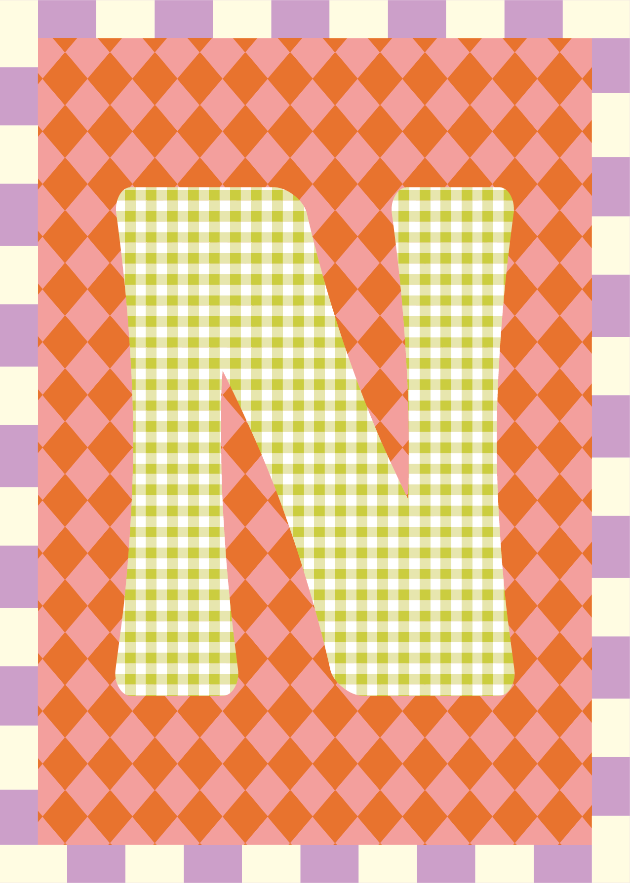 Letterposter Ruit roze oranje