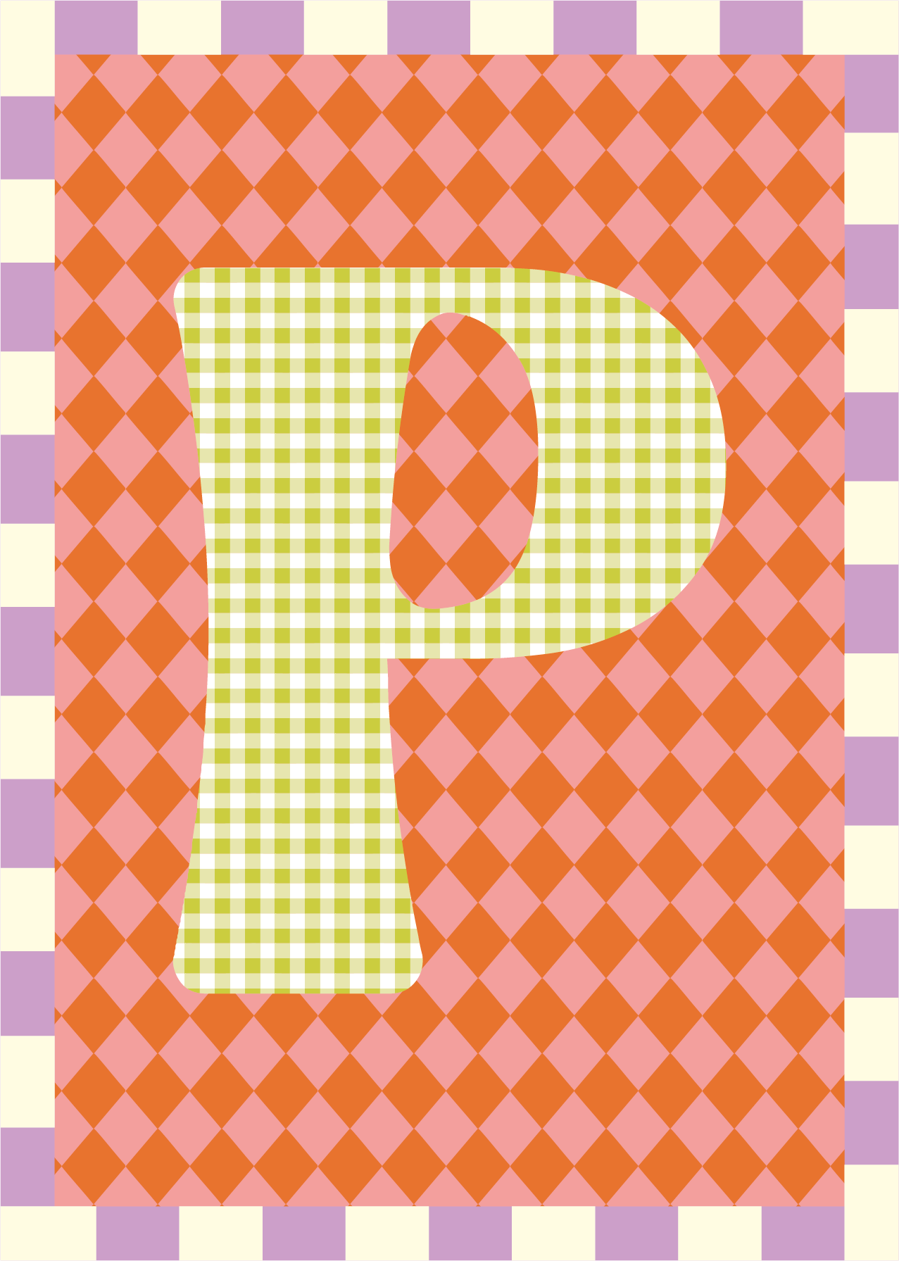 Letterposter Ruit roze oranje
