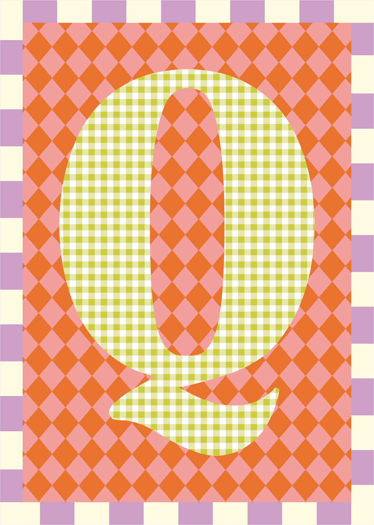 Letterposter Ruit roze oranje
