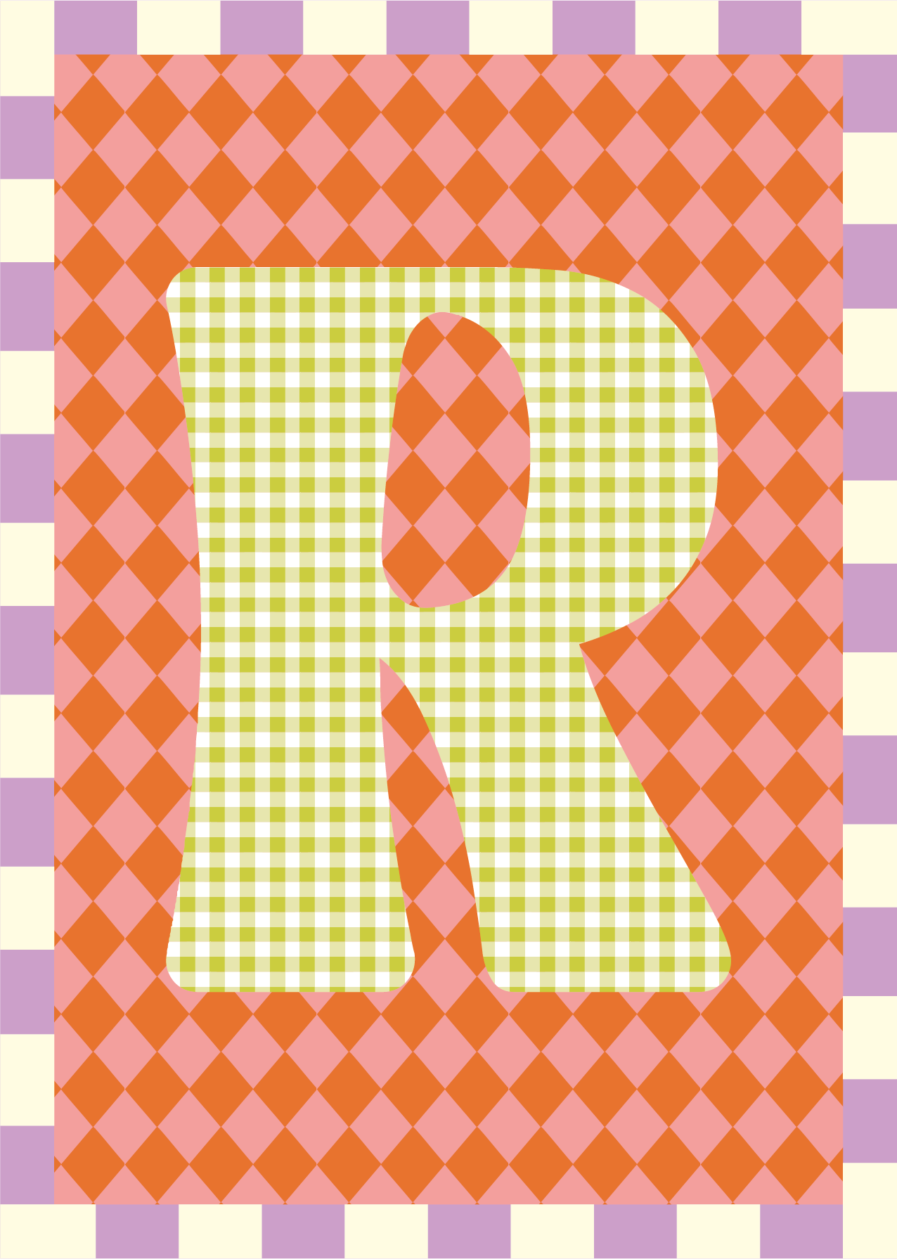 Letterposter Ruit roze oranje
