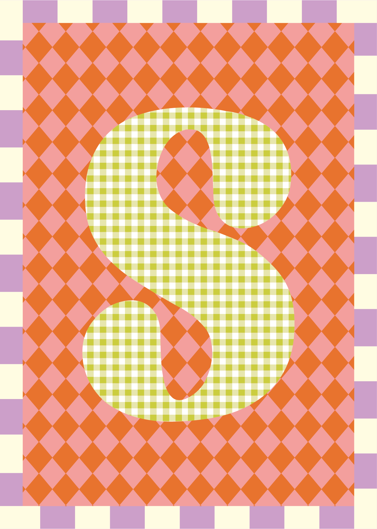 Letterposter Ruit roze oranje