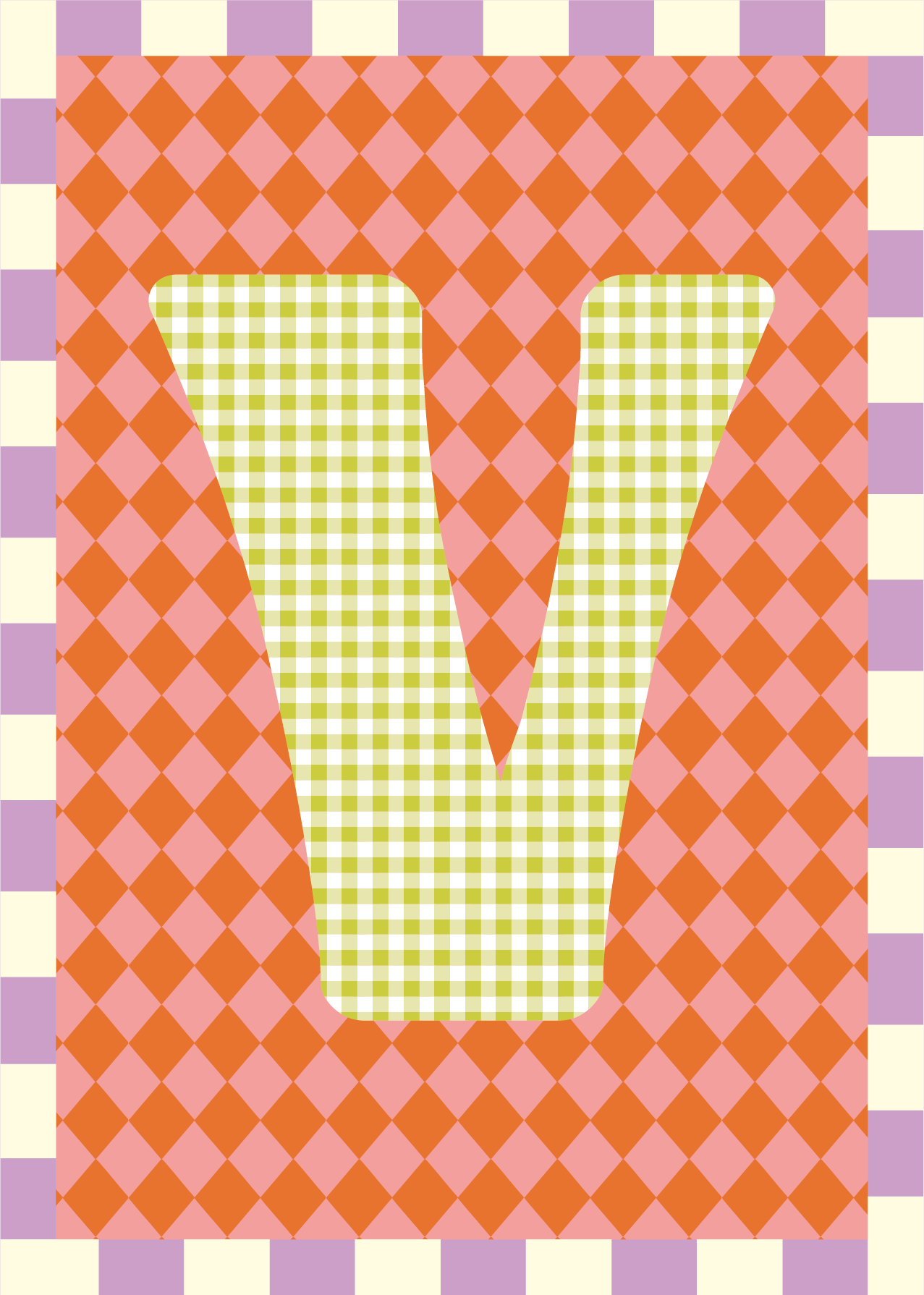 Letterposter Ruit roze oranje