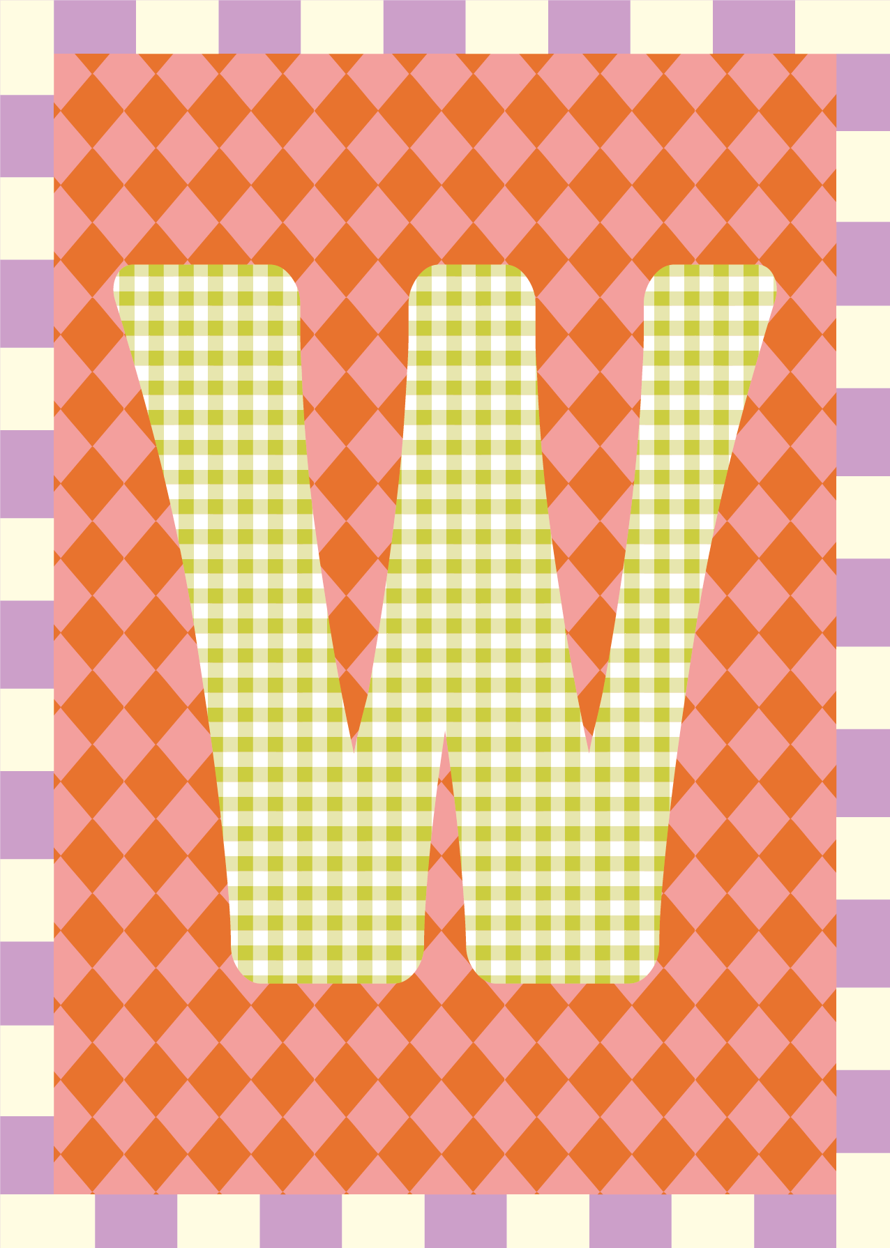 Letterposter Ruit roze oranje