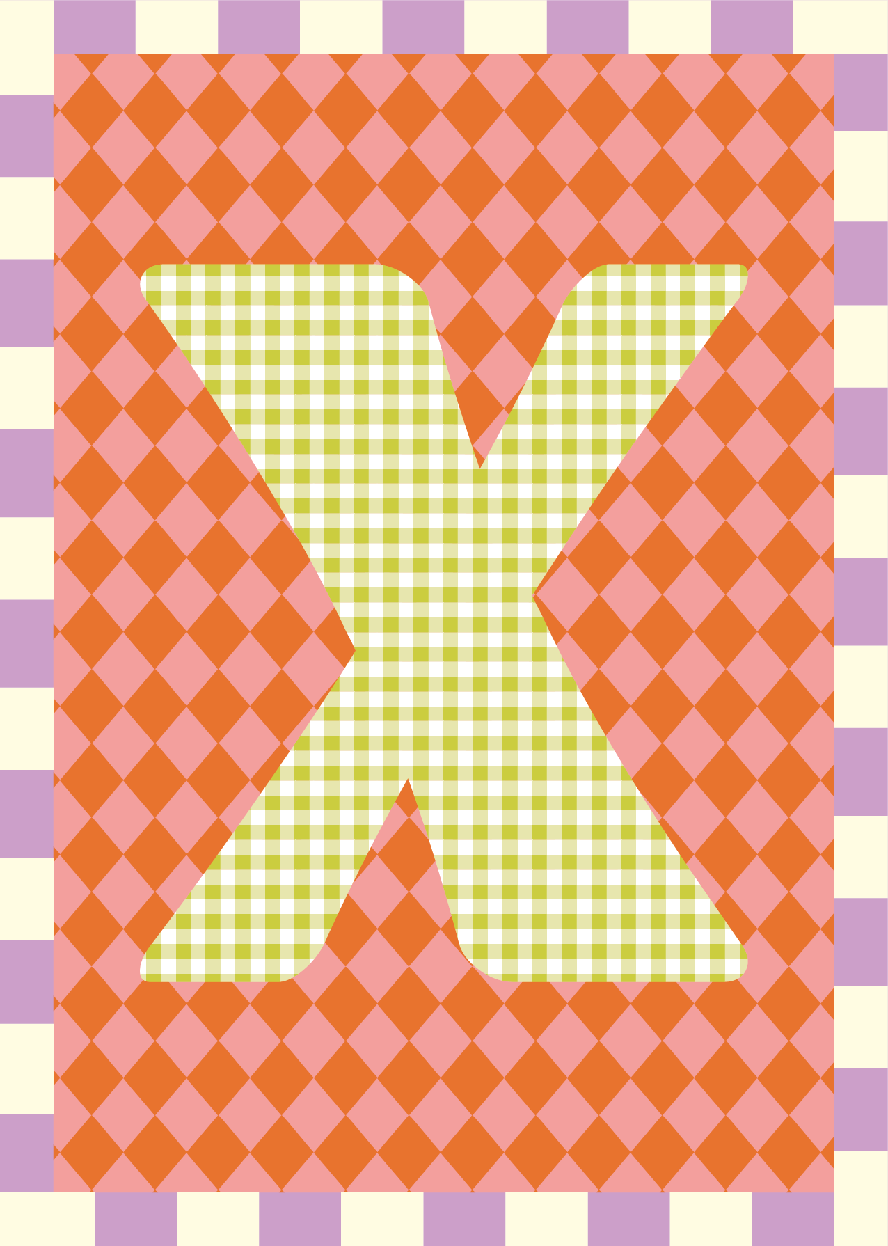 Letterposter Ruit roze oranje