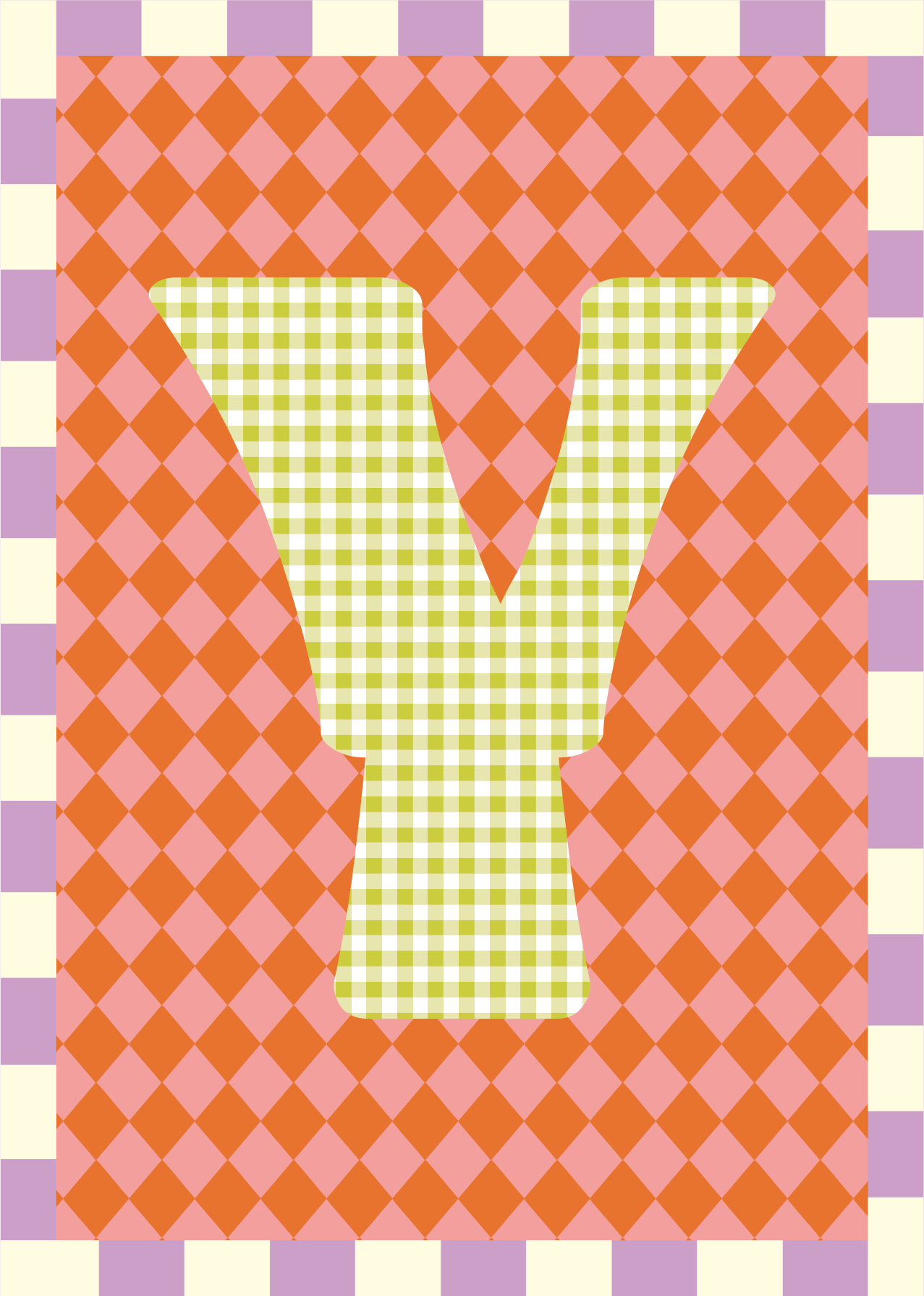 Letterposter Ruit roze oranje