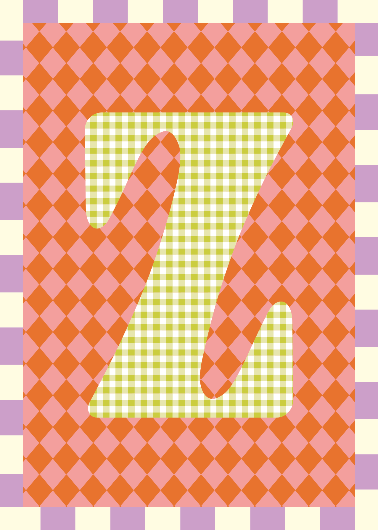 Letterposter Ruit roze oranje