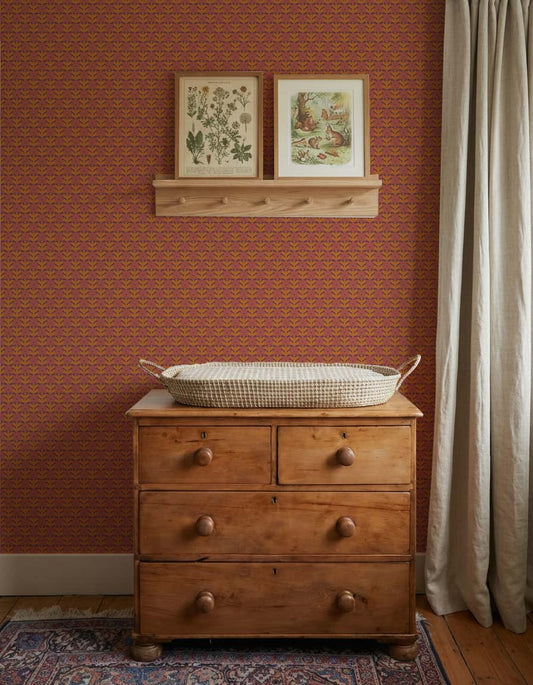 Behang Atelier Chien Vintage Bloemen Oranje Paars