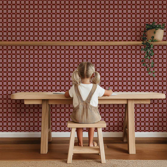 Behang Atelier Chien Geblokt Quilt Blauw