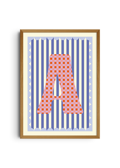 Letterposter Blauw streep