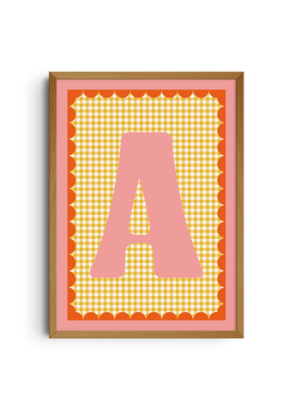 Letterposter Gingham geel