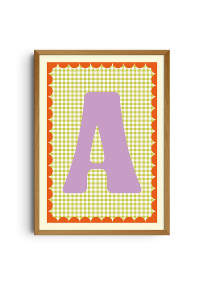 Letterposter Gingham groen