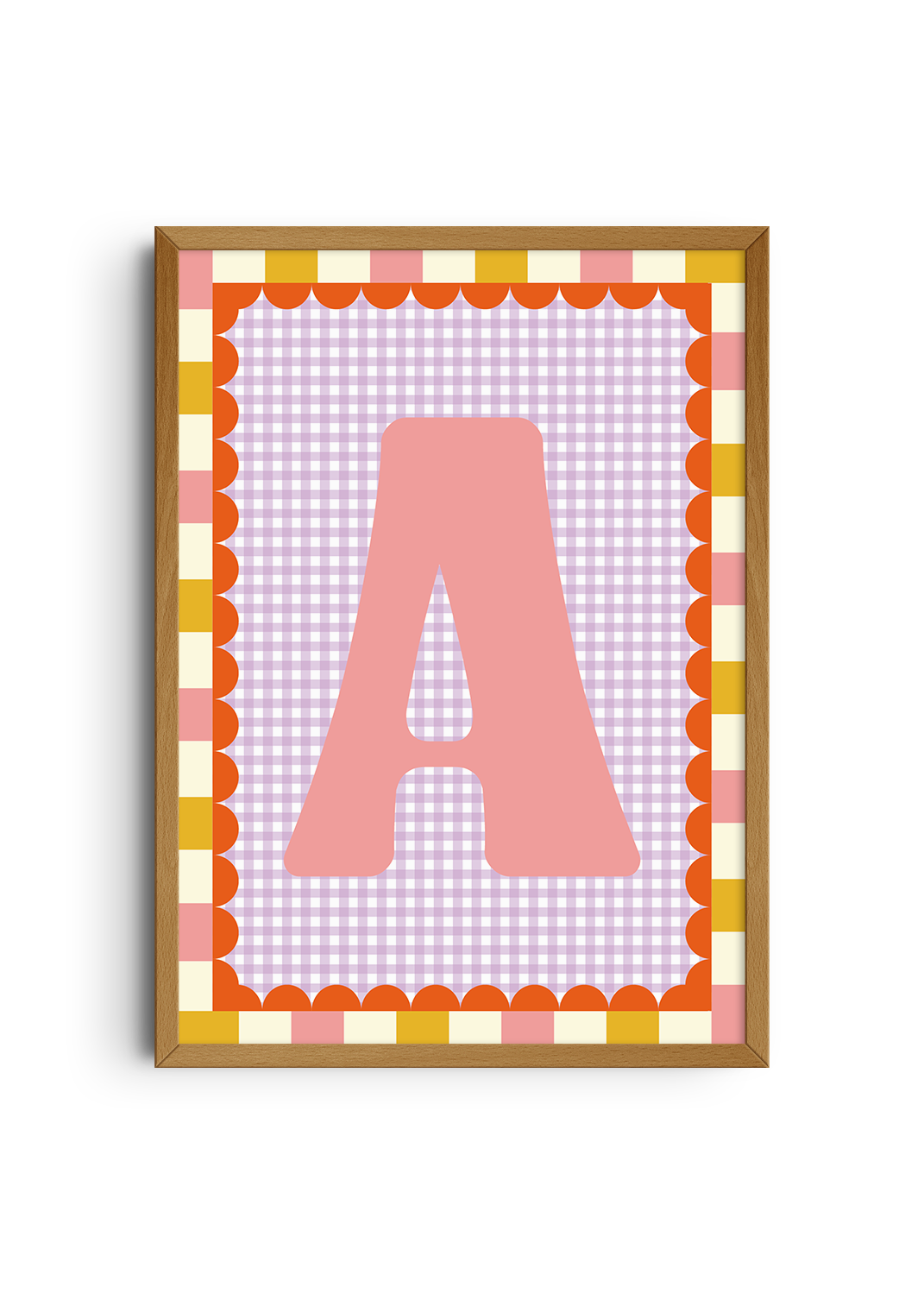 Letterposter Gingham lila