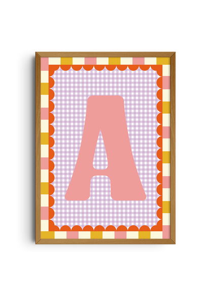 Letterposter Gingham lila